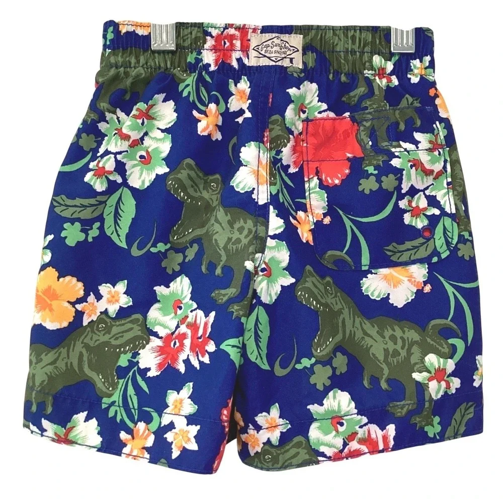 Baby Gap Boys Swim Trunks T-Rex Dinosaur Hawaiian Pool Vacation - Size 2T